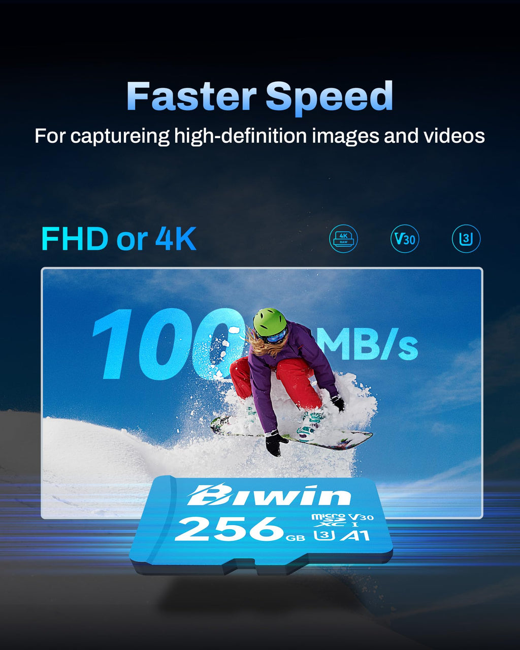Biwin MS210 Micro SDXC SD Memory Card 512GB, Up to 210 MB/s, UHS-I V30 4K UHD A2 U3 SD Card for Digital Camera, Smartphones, Action Cams, Drones