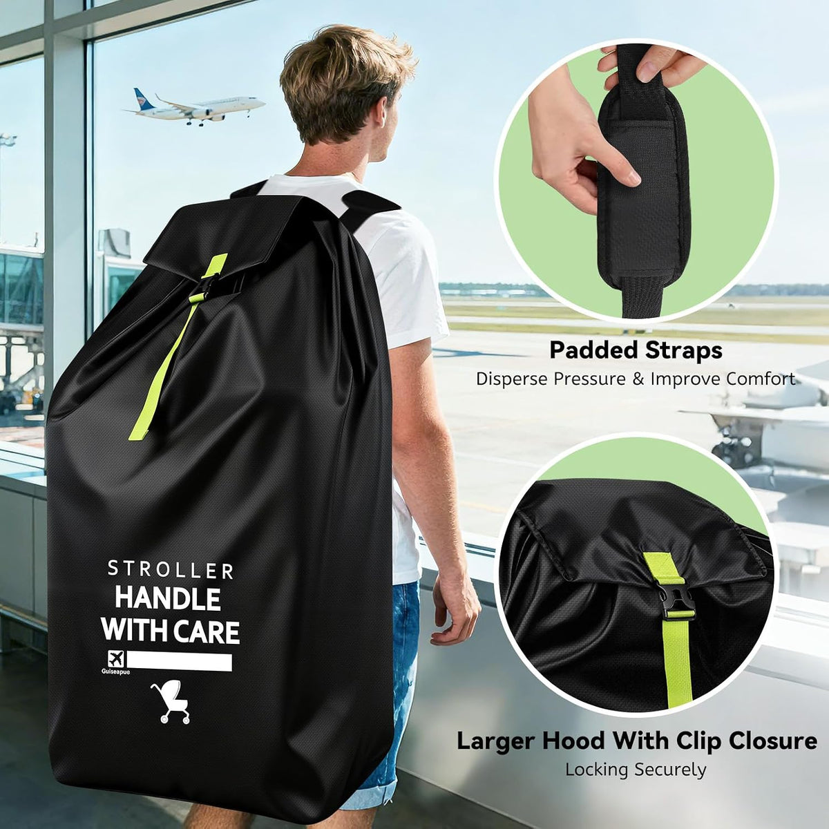 Pram Bag for Airplane, Baby Travel Essentials, Stroller Bag 119H*61W*38D cm