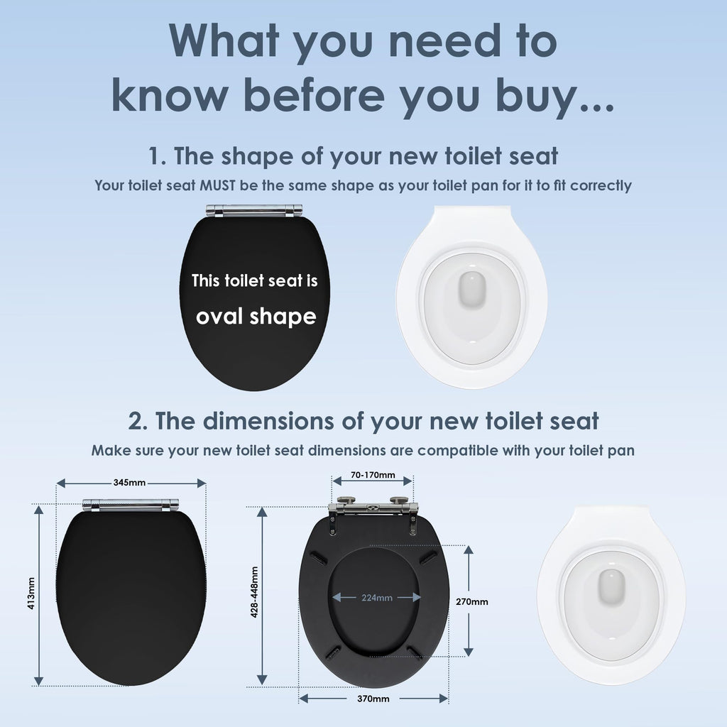AQUALONA® Luxury Grey Oak Effect Toilet Seat - Soft Close MDF Moulded Wood Seat with Quick Release Button and Durable Hinges - Comfortable, Easy to Clean and Install with Universal Fittings