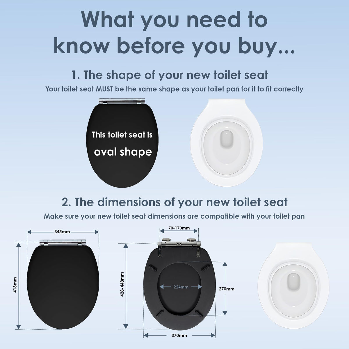 AQUALONA® Luxury Grey Oak Effect Toilet Seat - Soft Close MDF Moulded Wood Seat with Quick Release Button and Durable Hinges - Comfortable, Easy to Clean and Install with Universal Fittings