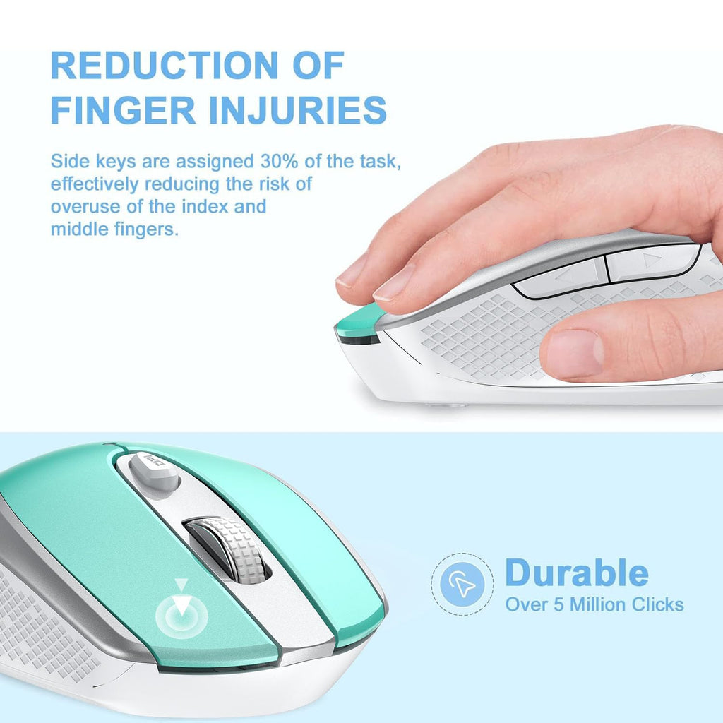 cimetech Wireless Mouse, 6 Buttons Mouse Silent Efficient Design, Suitable for Hand Size & Comfortable Grip, Office Mouse for Laptop PC Computer Tablets Windows Linux, 3 Adjustment Levels, Pinlk