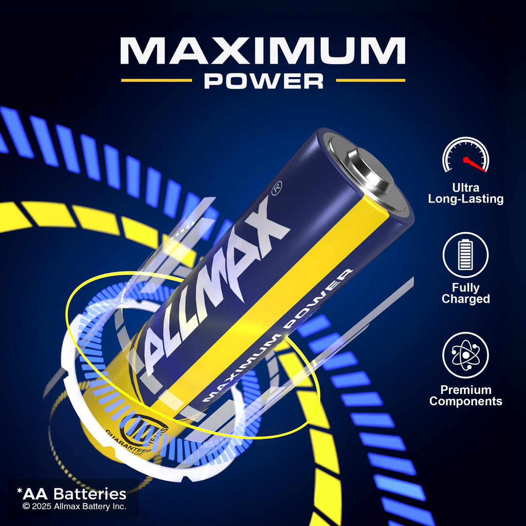 Allmax AA (LR6) Maximum Power Alkaline Batteries (100 Count) – 1.5V