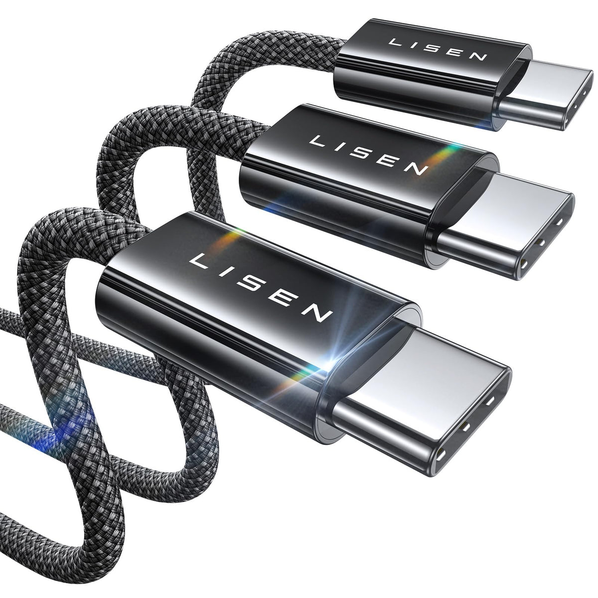 LISEN 5-Pack USBC Cables [3.3/3.3/6.6/6.6/10FT] for iPhone 16/15 Pro Max, Samsung S24/S23, iPad & MacBook Air/Pro - 60W (3.1A) Fast
