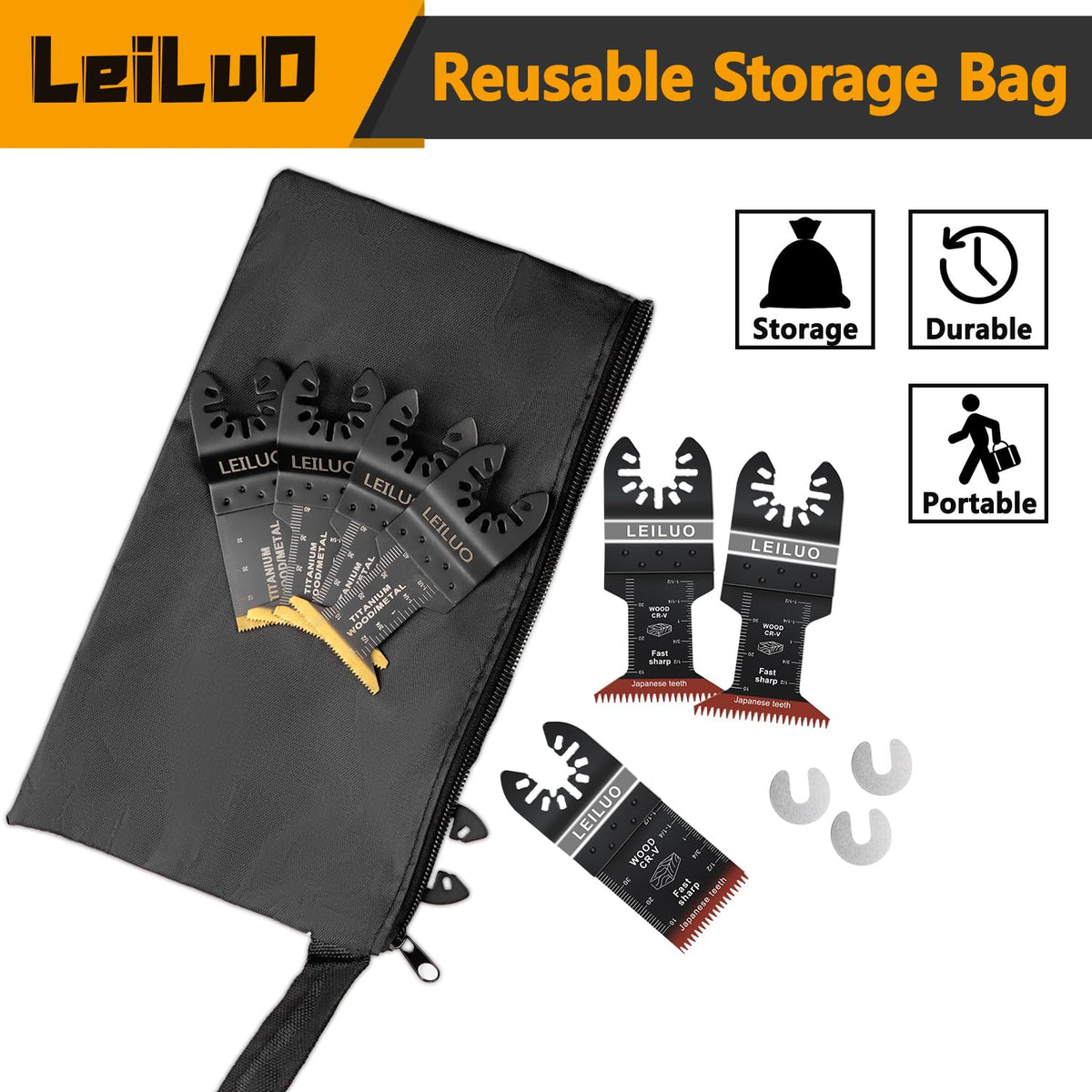 LEILUO 32Pcs Oscillating Tool Blades Wood Metal Multitool Blades Set