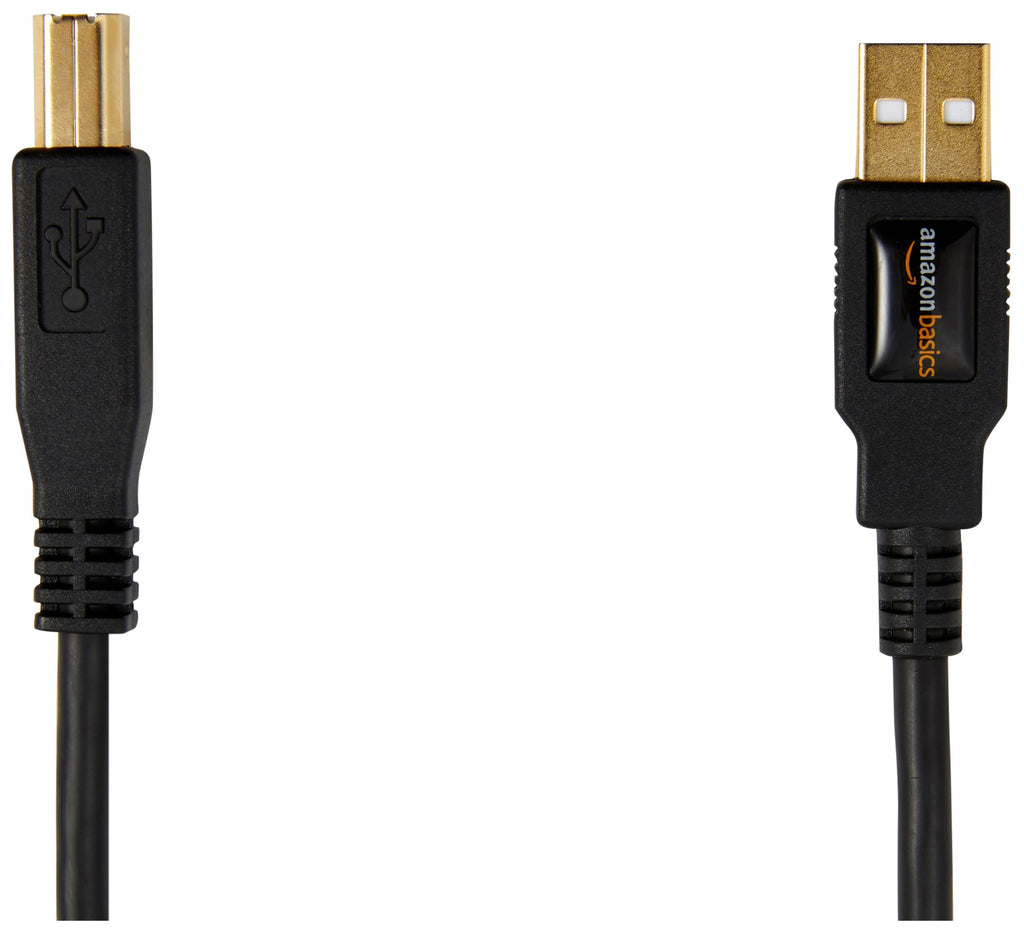 Amazon Basics USB Printer Cable, USB-A to USB-B 2.0, 1.8 m, Black