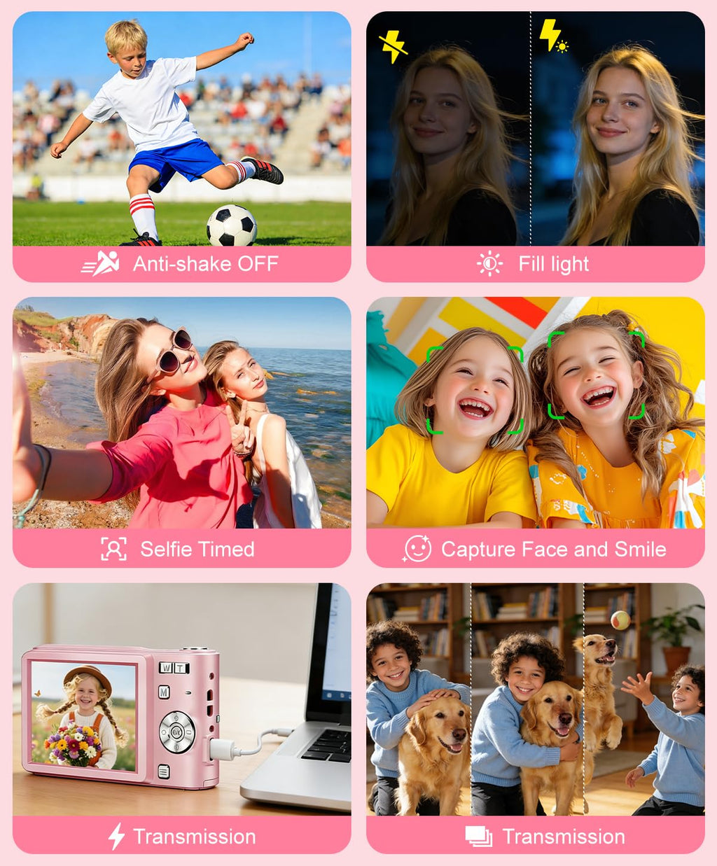 Digital Camera, 1080P FHD Vlogging Camera 50MP Compact Portable Photo Camera with 2.4" Screen, 16X Digital Zoom Mini Small Pocket Camera for Kids Students with 1 Battery, 16GB Card (Black)