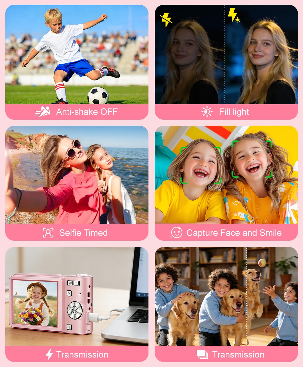 Digital Camera, 1080P FHD Vlogging Camera 50MP Compact Portable Photo Camera with 2.4" Screen, 16X Digital Zoom Mini Small Pocket Camera for Kids Students with 1 Battery, 16GB Card (Black)