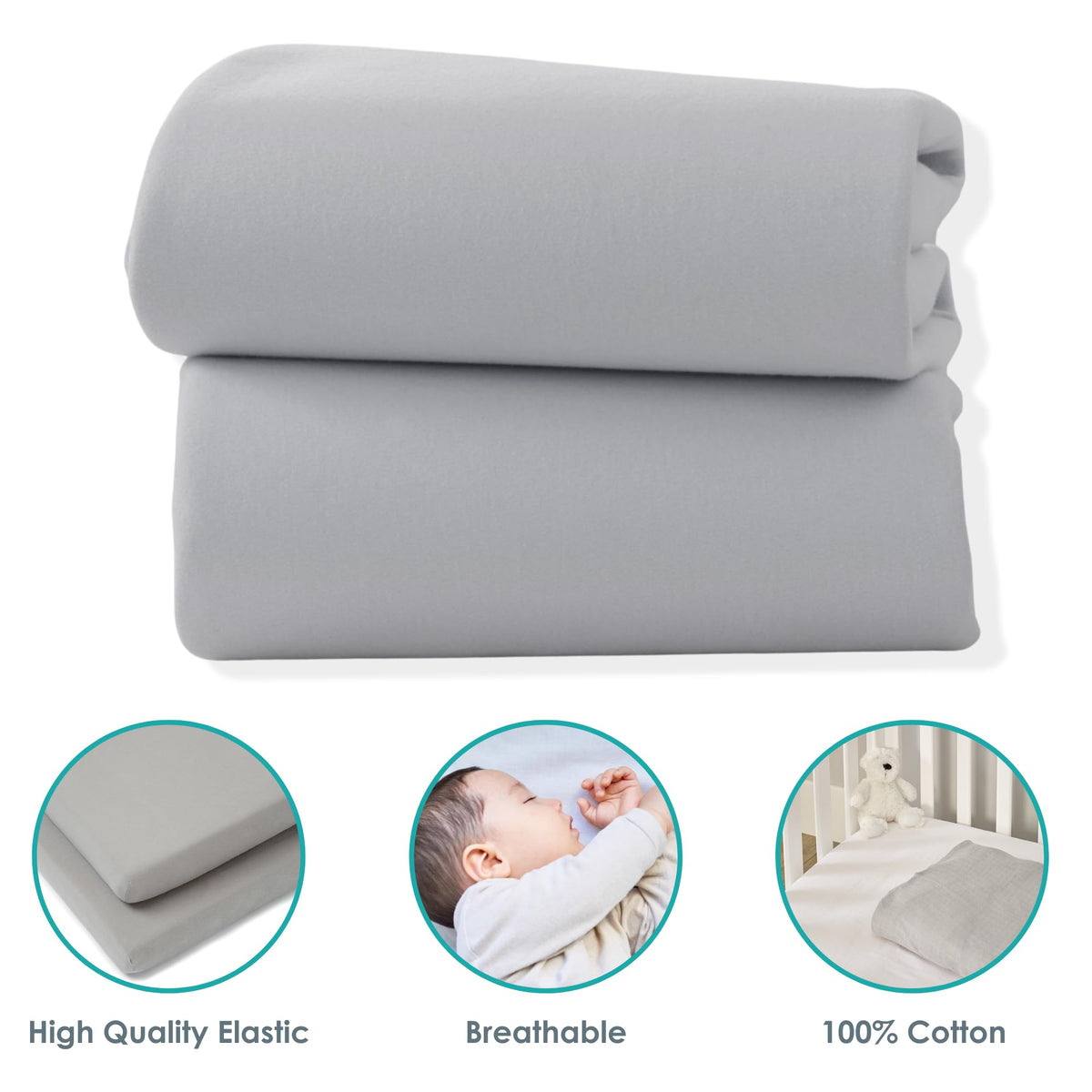 Clair de Lune 2 Pack Jersey Cotton Cot Bed Sheets 70 x 140 cm (Pink)