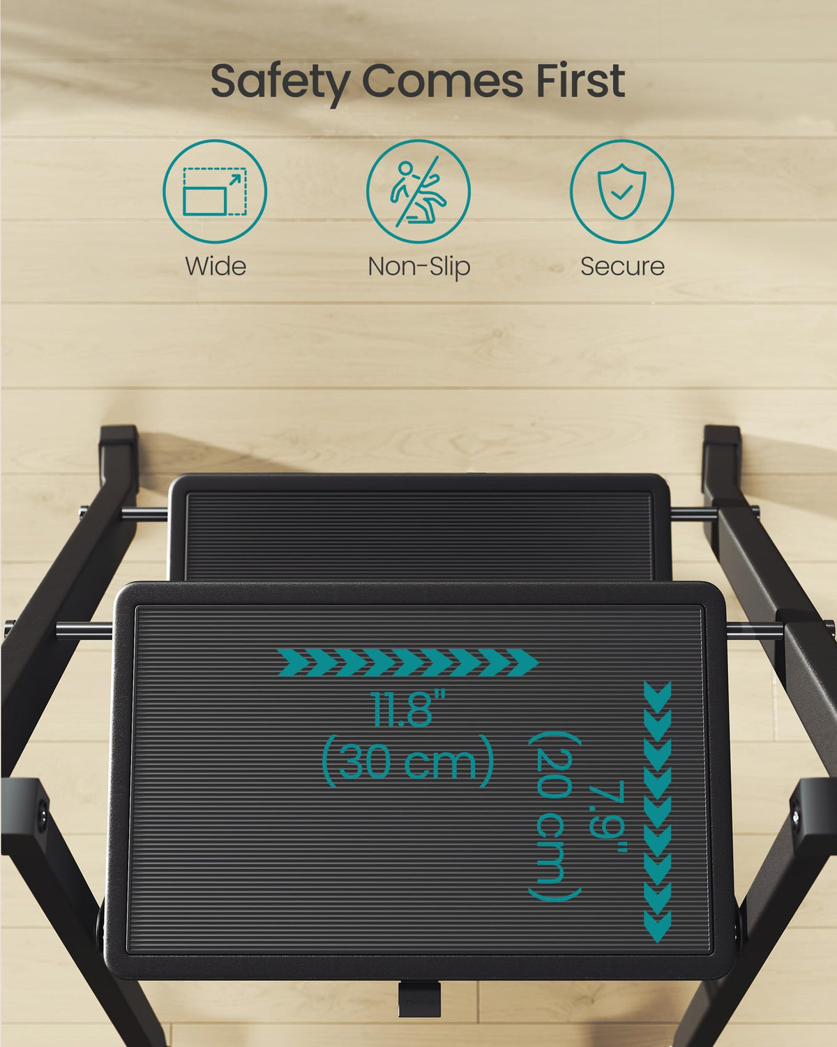 SONGMICS 3-Step Ladder, Folding Step Ladder, Safety, Holds up to 150KG