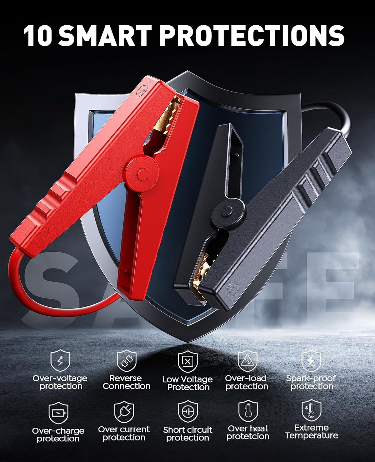 5000A Jump Starter Power Pack with 150PSI Air Compressor, Car Battery Booster Jump Starter for 12V Vehicle(Up to All Gas/9L Diesel), Jump Pack with Flashlight, Force Start, Gloves