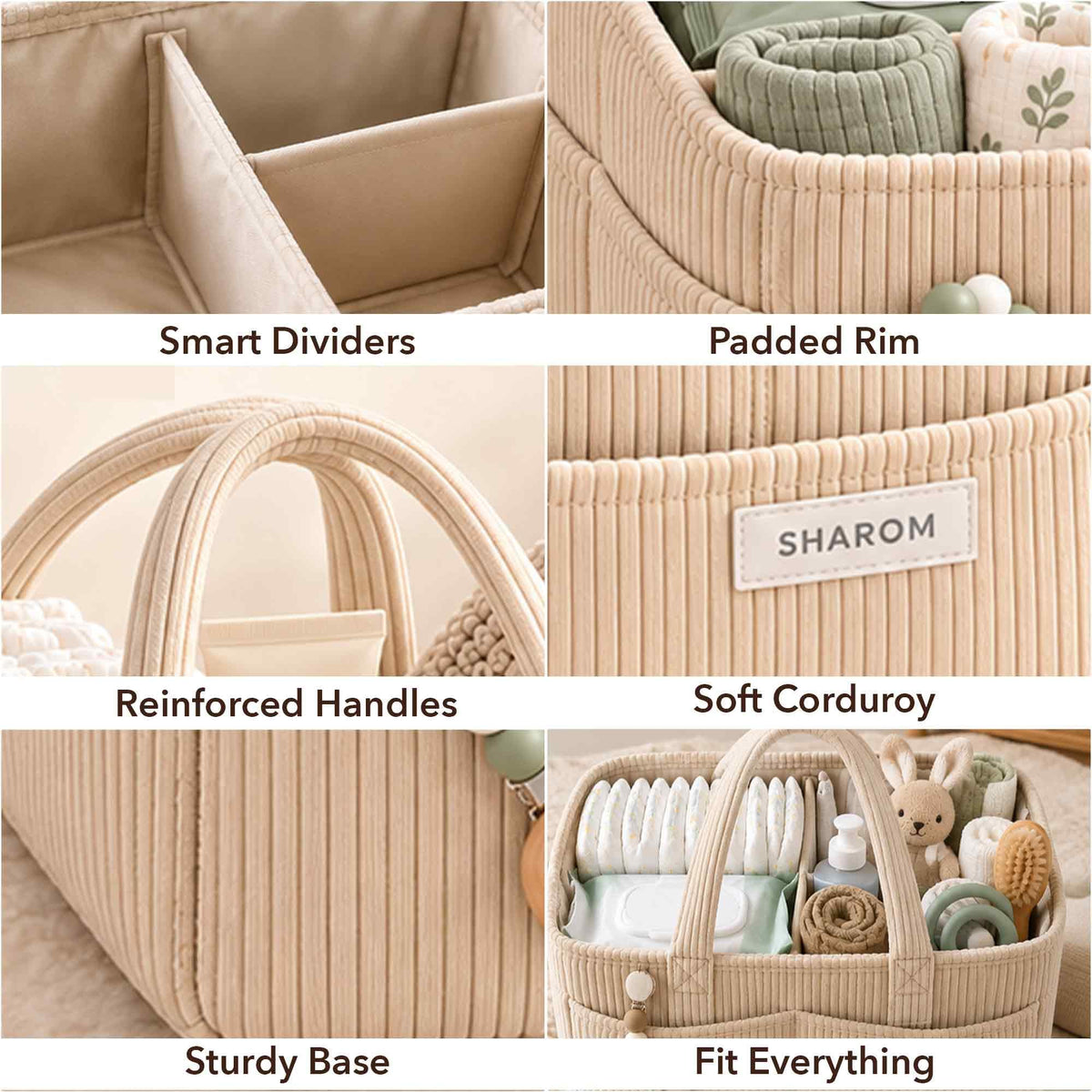 Essential Baby Caddy for Newborns. Spacious, Sturdy & Portable Diaper and Nappy Caddy for Newborn Essentials, Nursery Storage Basket & Organiser for Baby Shower Gifts & Registry Must-Haves Grey
