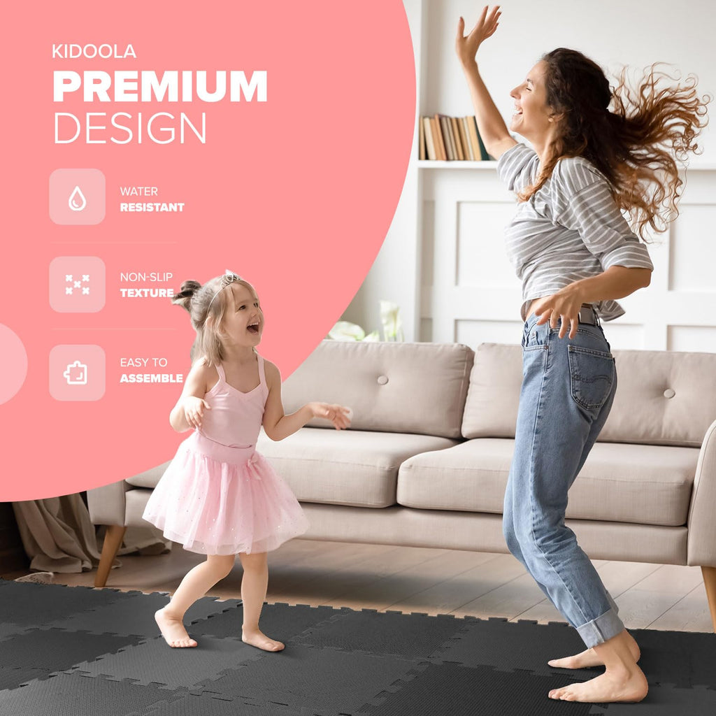 kidoola Foam Baby Play Mat (29x29cm) – Thick & Soft EVA Foam Interlocking Floor Tile Matting for Children – Large Multi Colour, Safe & Comfortable 7mm Thick Play Flooring (27pc)