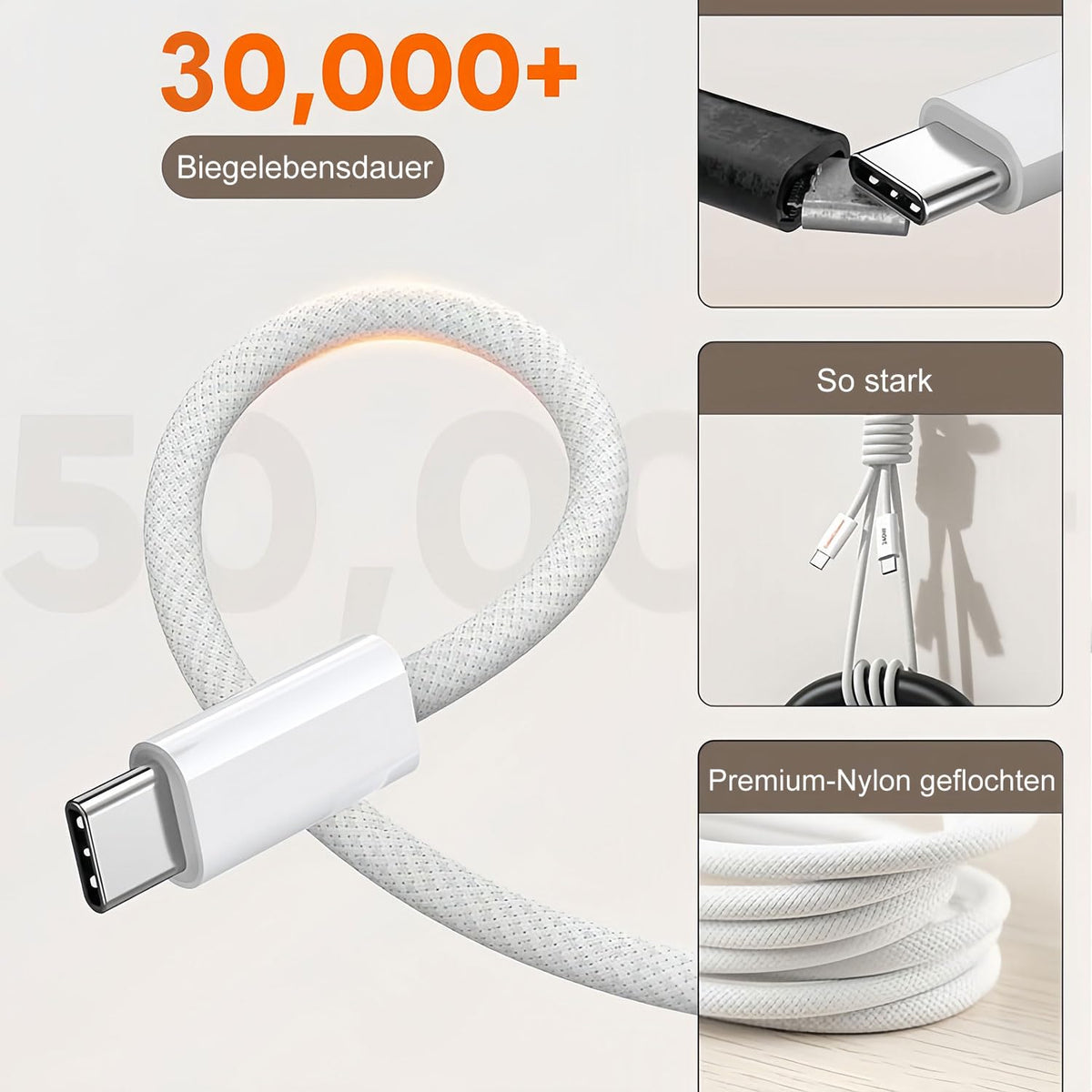 240W USB-C Charge Cable 2m [2-Pack], Fast Charging Cord for Macbook Pro/Air