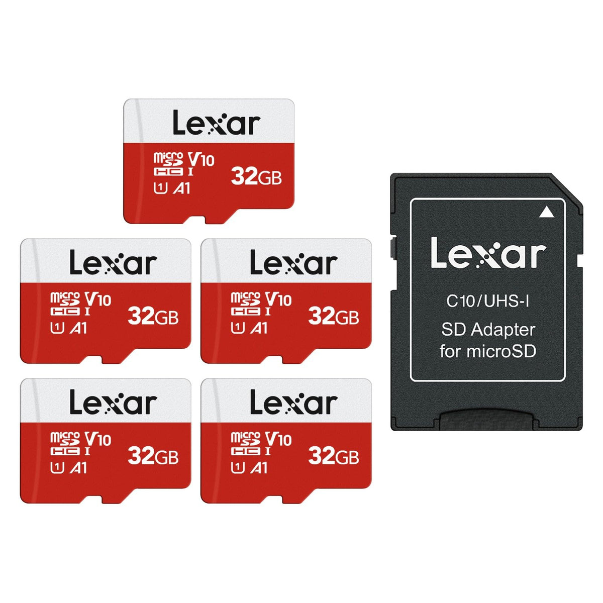 Lexar 32GB Micro SD Card E Series, microSDHC UHS-I Flash Memory Card with Adapter - Up to 100MB/s, A1, U1, Class10, V10, High Speed TF Card