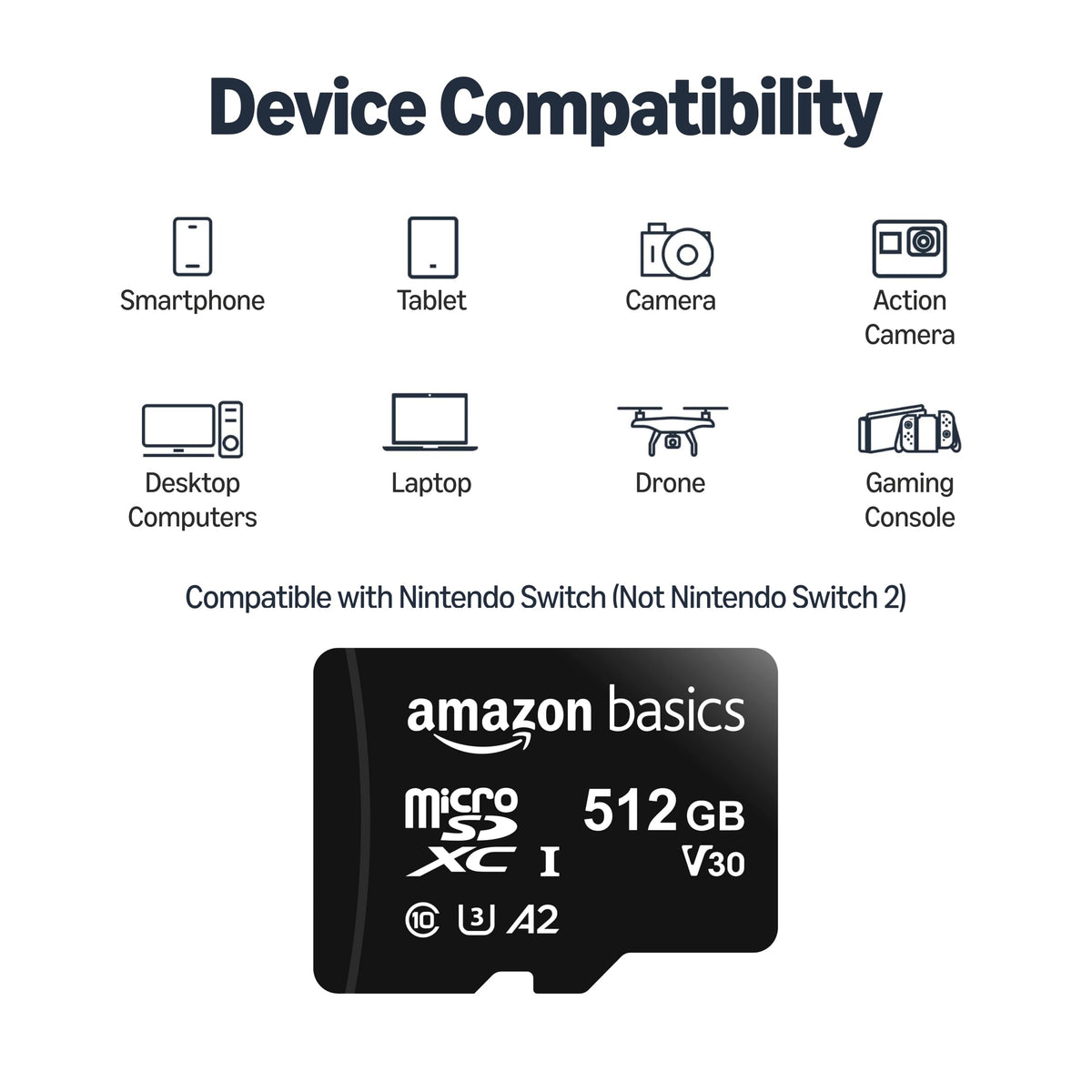 Amazon Basics 1TB Micro SD Card, Read Speed Up to 200MB/s, 1-Pack