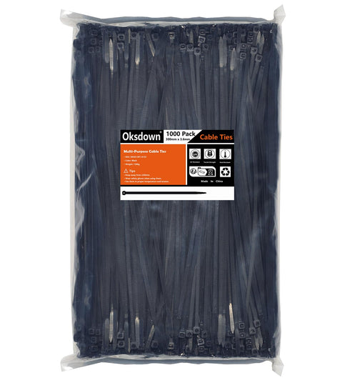 100 Pack Black Plastic Cable Ties 300mm×3.6mm Heavy Duty Strong Nylon Premium Self Locking 12 inch/30 cm Long Zip Tie Wraps