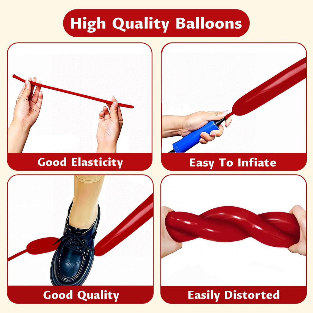 260 Black Long Balloons for Balloon Garland Thickening Skinny Latex Twisting Animals Modeling Christmas Birthday Wedding Party Festival Decorations 100pcs