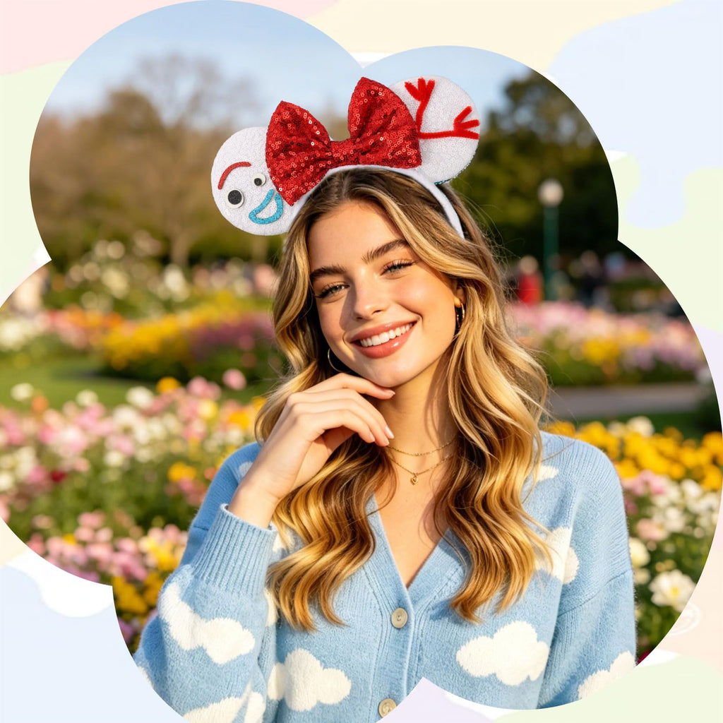 UNSPAZ Mouse Ears Headbands, Sequin Mouse Ears for Women Girls Boys, Shiny Bow Headband for Cosplay Costume Party Decorations Hair Accessories (Polka Dots)