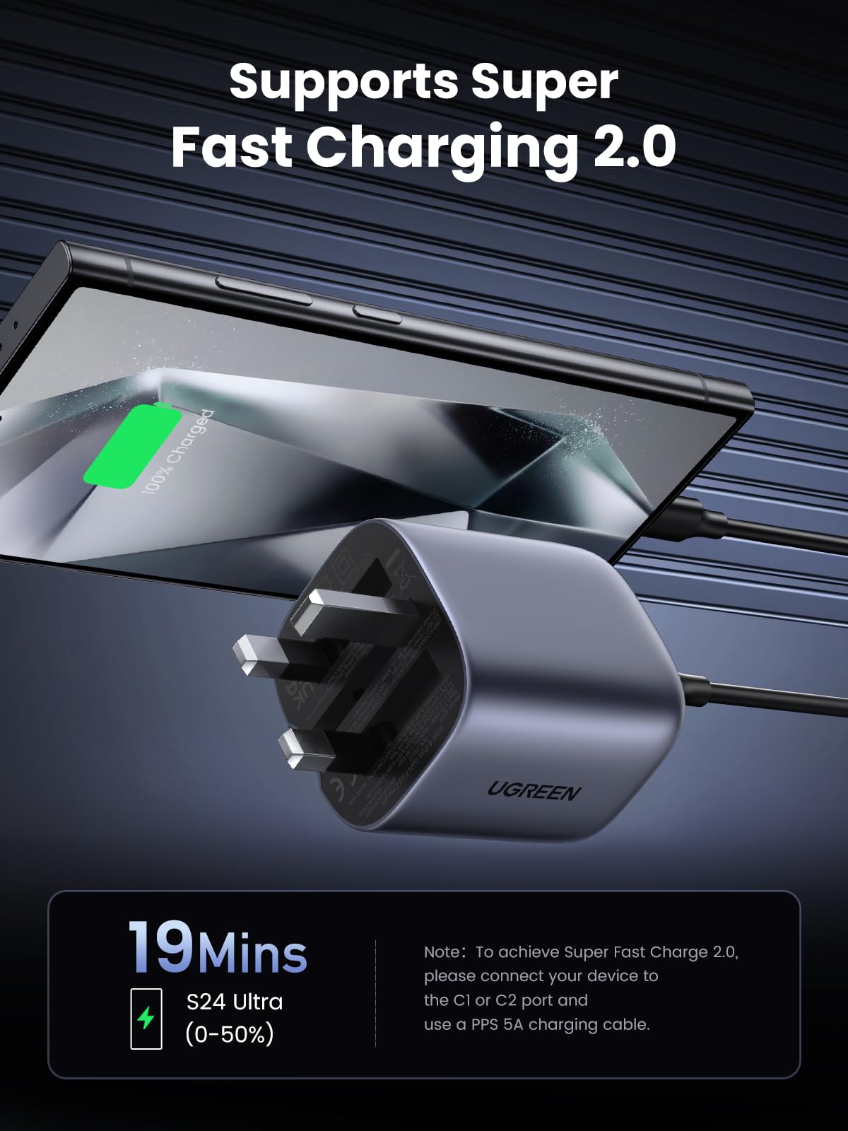 UGREEN Nexode 65W USB C Plug, 3-Port Foldable GaN Fast Travel Charger