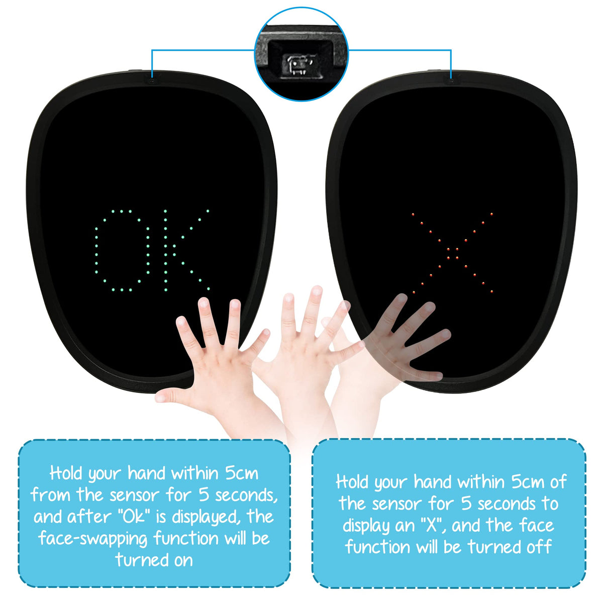 Depointer Life LED Mask Face-Transforming Light up Mask Cool Gifts for Boys