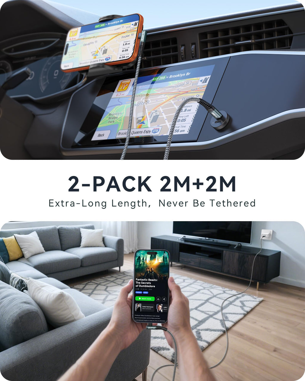 ZKAPOR USB C to USB C Cable 2Pack 3M, 60W Fast Type C Cable Right Angle