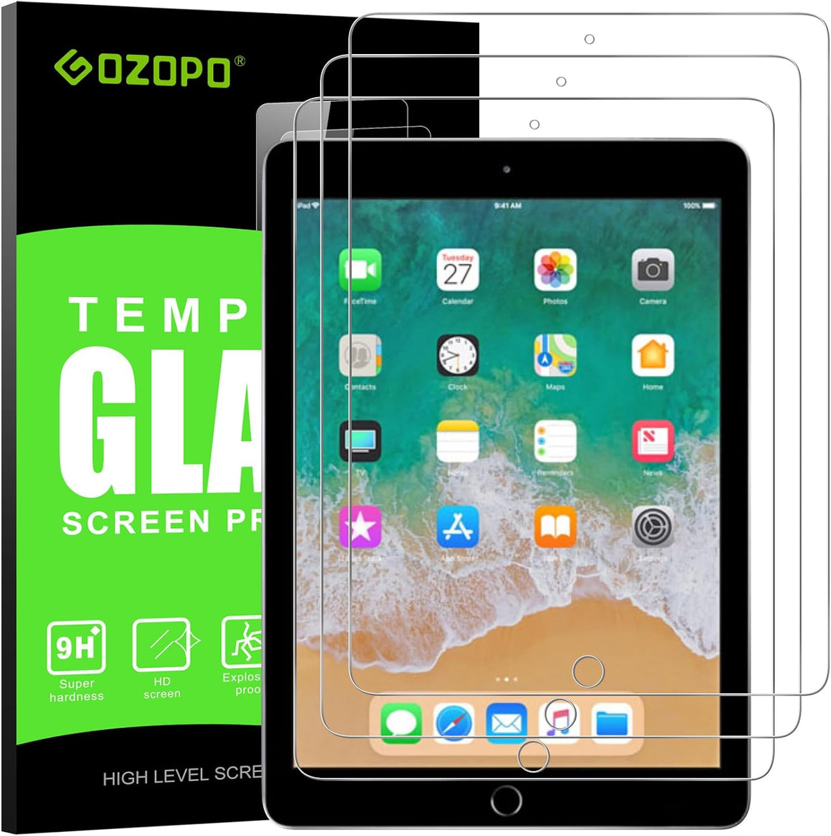 Screen Protector for iPad 9.7 (iPad 6th/5th Gen, 2018/2017), 3-Pack