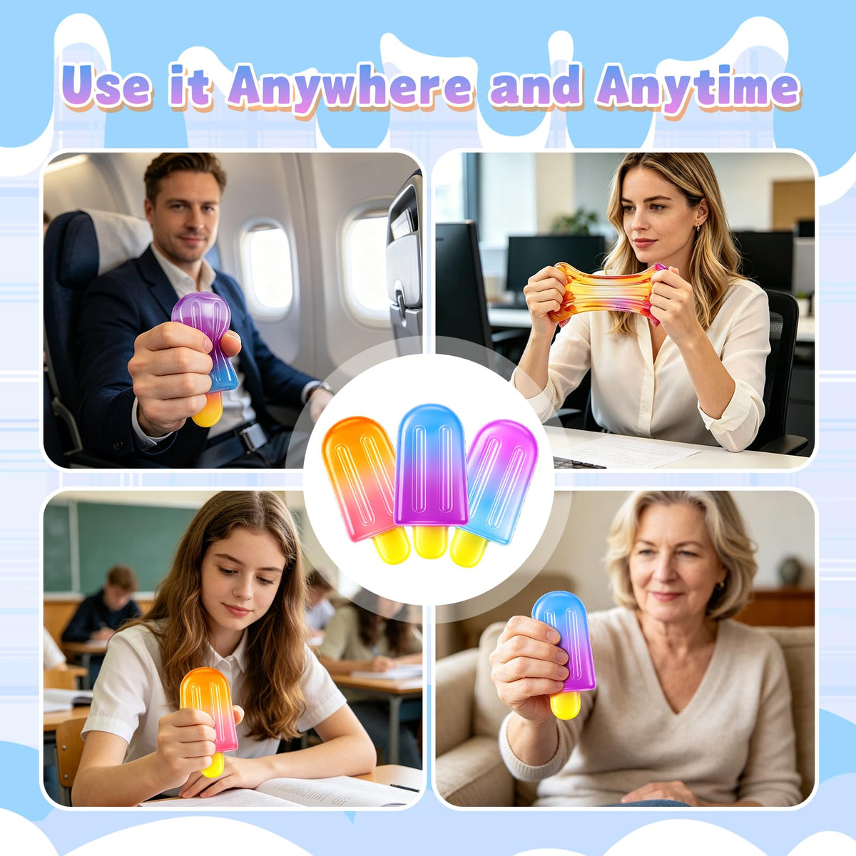 3pc Stress Balls for Adults, Squishy Ball Sensory Textured Memory Gel Fidget Toys for Kids/Adults Hand Exercises, Valentines Day Party Favors Anxiety Relief Squeeze Ball(1.80“)
