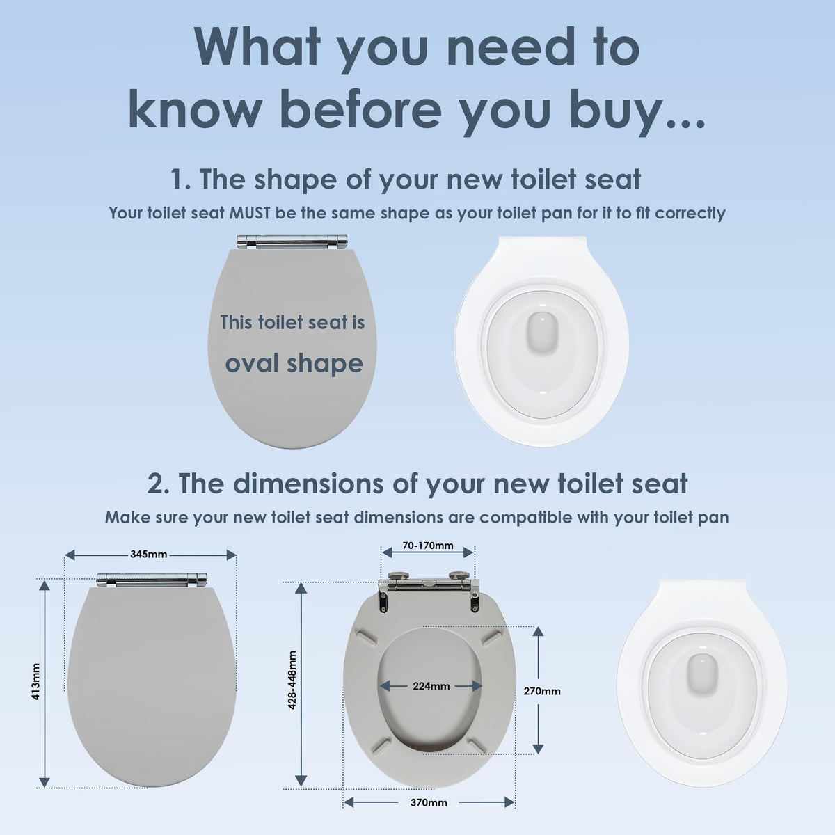 AQUALONA® Luxury Grey Oak Effect Toilet Seat - Soft Close MDF Moulded Wood Seat with Quick Release Button and Durable Hinges - Comfortable, Easy to Clean and Install with Universal Fittings