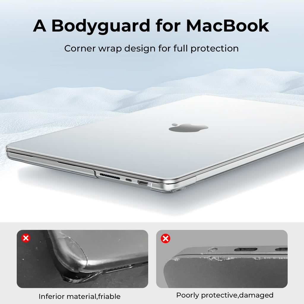 EooCoo for MacBook Pro 13 inch Case M2 M1 2023-2017 Slim Frost Black