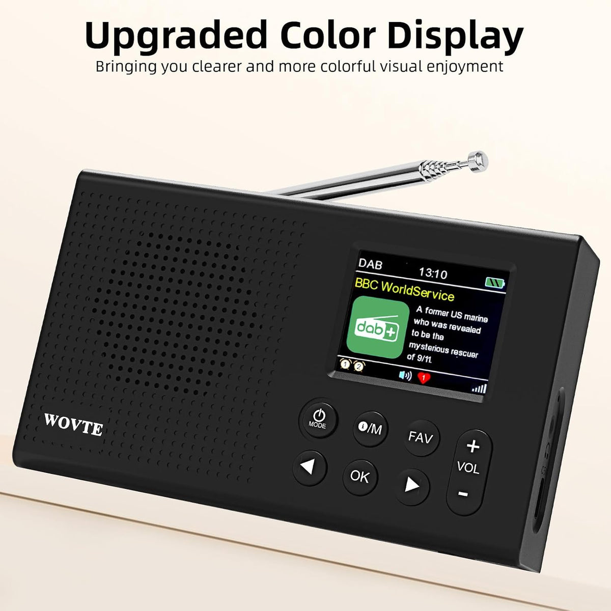 WOVTE Portable DAB/DAB+/FM Digital Colour Display Radio