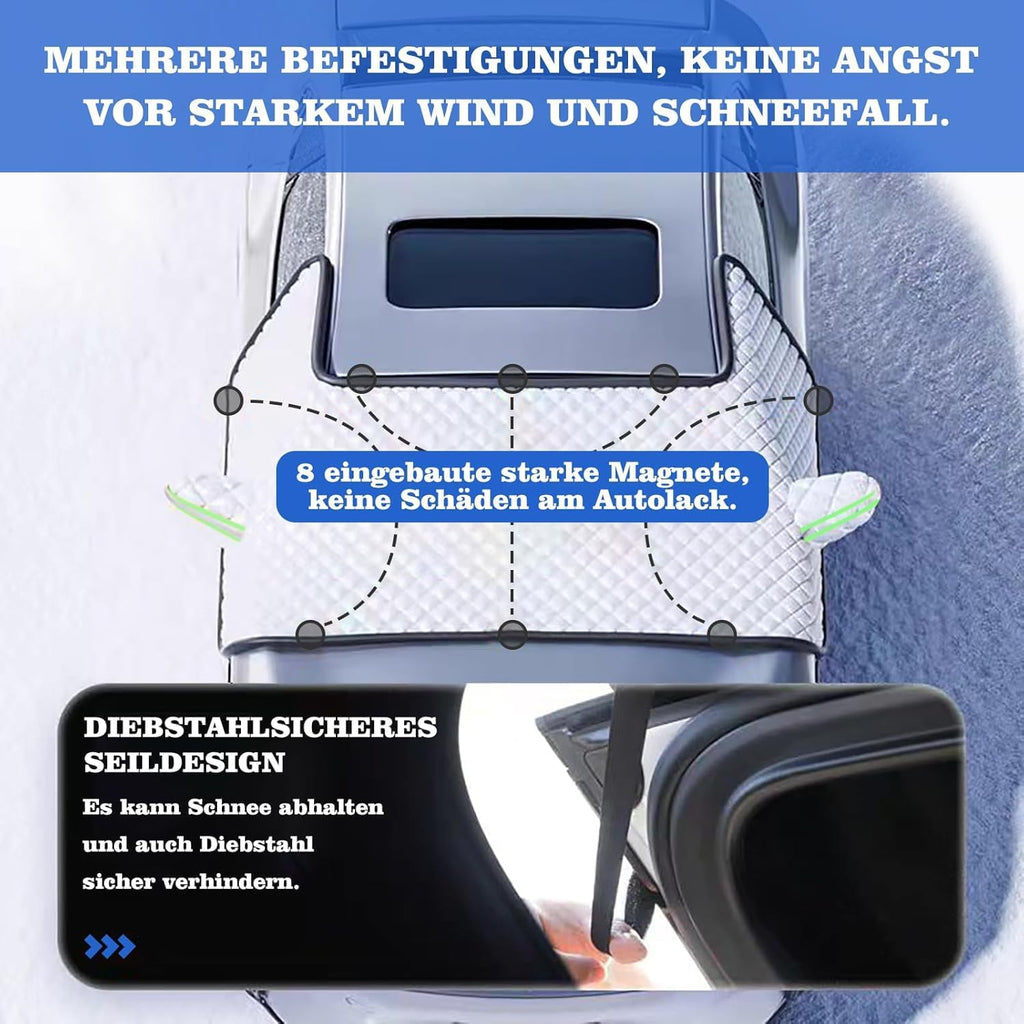 Maxee Car Windscreen Cover with 8 Magnetic, Enlarged Winter Snowproof Windshield Cover with Side Mirror Cover, Frost Guard for SUV Trucks Large Vehicles