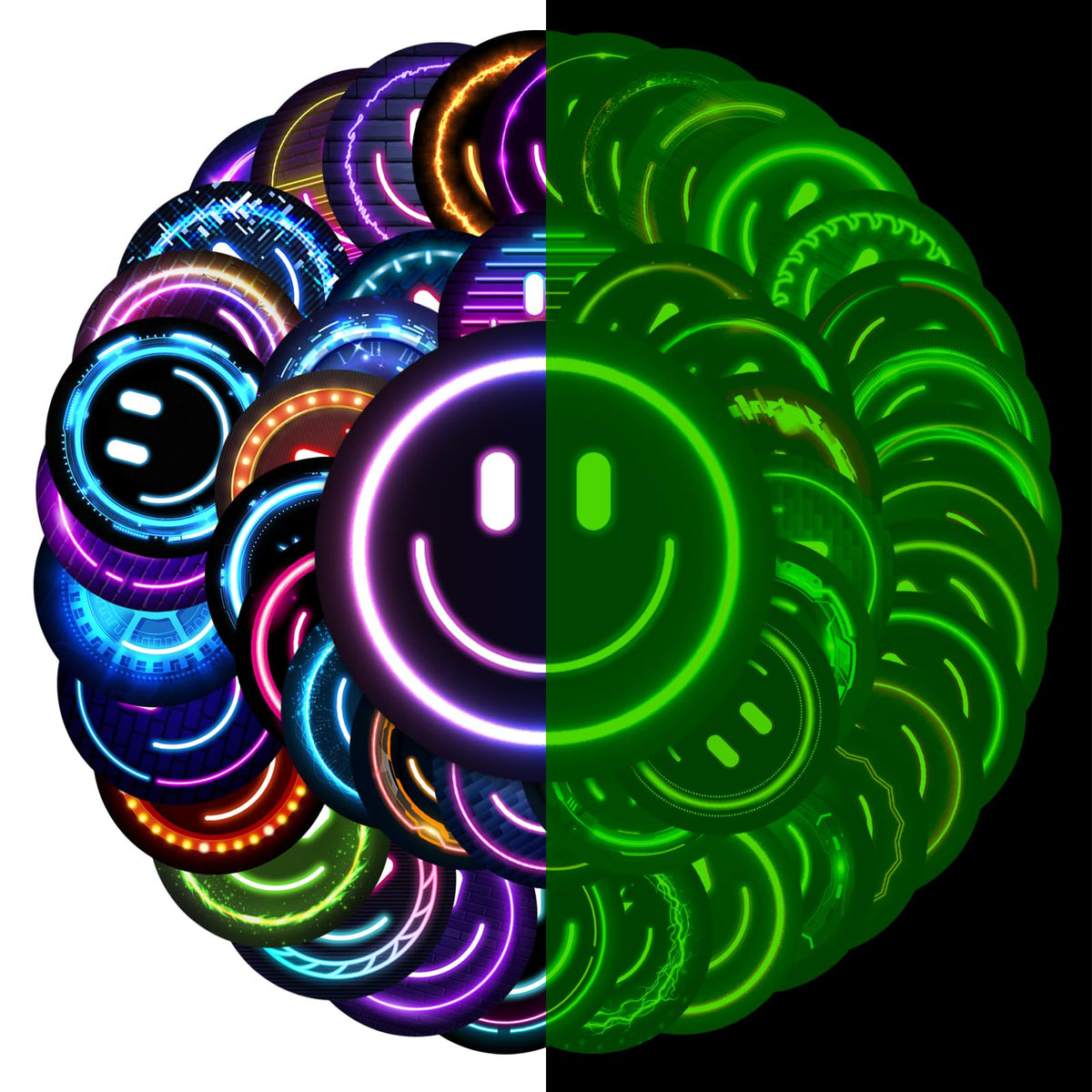 100PCS Smile Neon Stickers