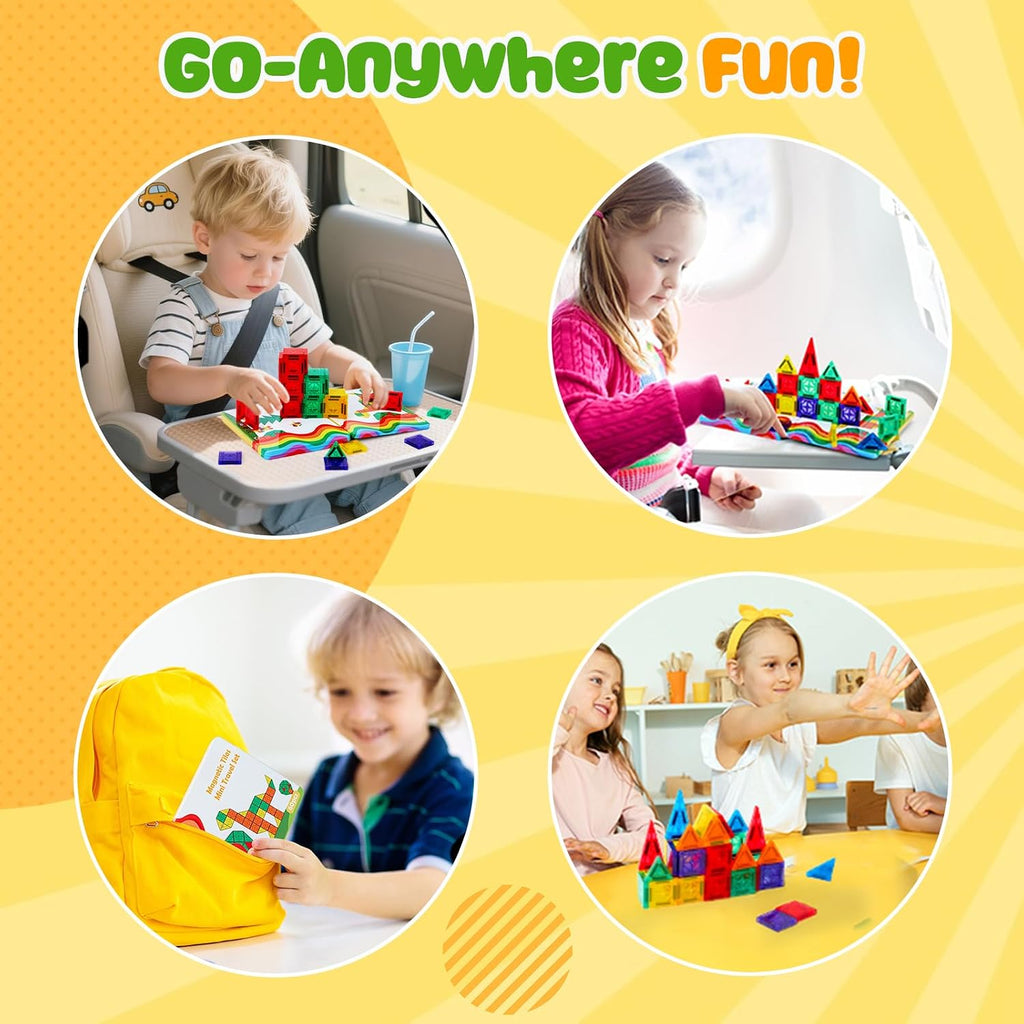 FNJO Mini Magnetic Tiles, 60PCS STEM Building Blocks Toy for Kids