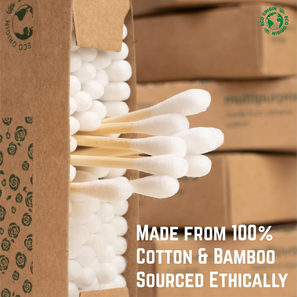 400 Bamboo Cotton Buds |100% Eco-Friendly Biodegradable | Cotton Wool Buds | Compostable Bamboo Earbuds | Recycled Plastic Free Packaging | Cotton Buds Bamboo | Cotton Ear Buds | 400 x Ear Buds Cotton