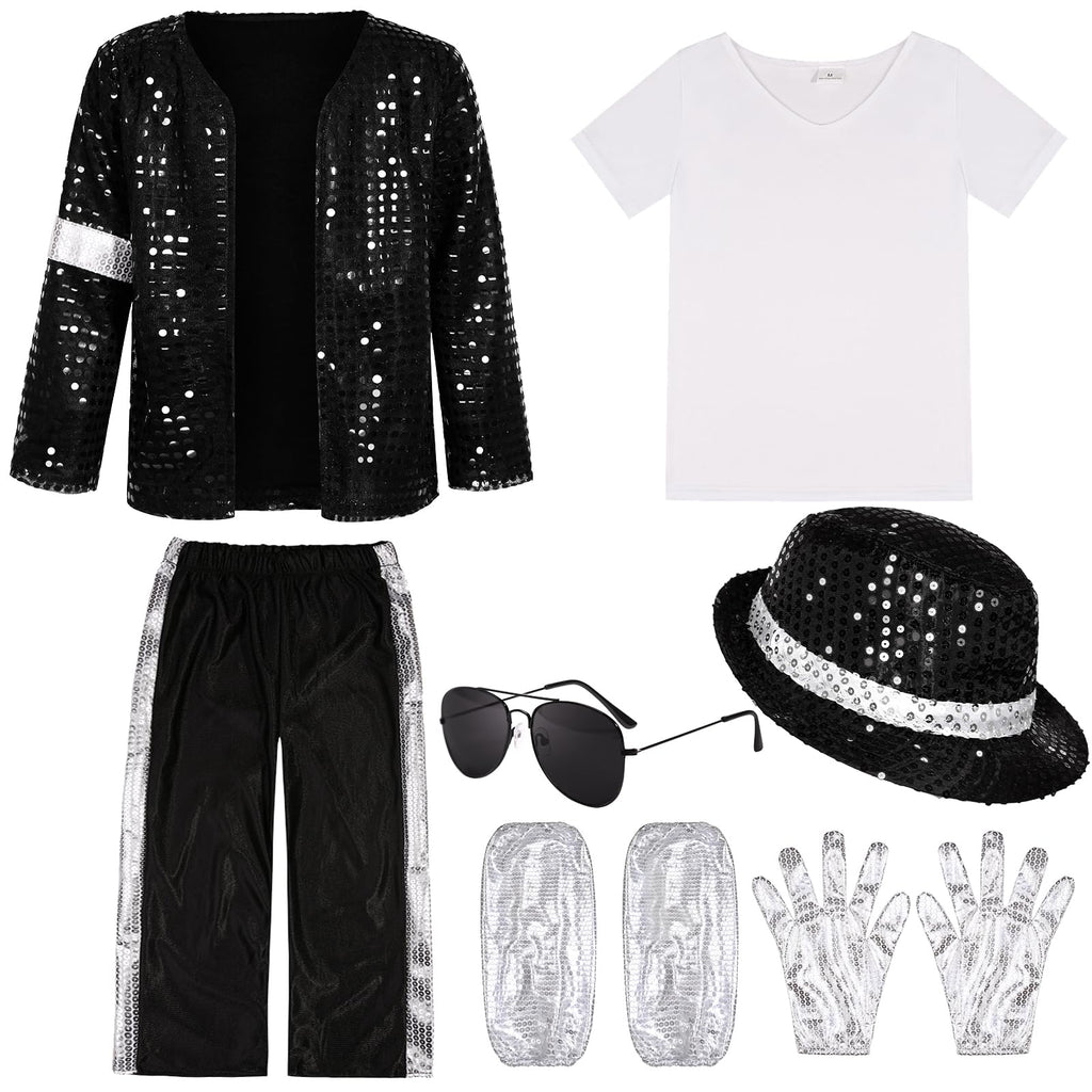Kids Dance Star Costume for Boys 80s 90s Pop Stage Outfits for Halloween