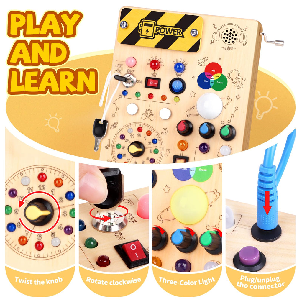 Grarain Busy Board for Toddlers - Montessori Educational Toy for 1-3 Year Old Boys & Girls | Travel-Friendly Sensory Learning Activity | Ideal for Kids with Autism(Busy Board v2)