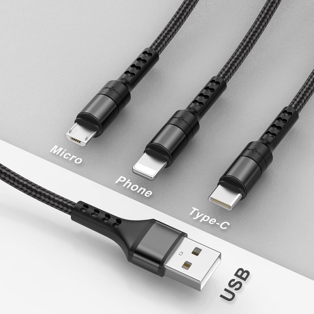 RAVIAD Multi Charger Cable, 3 in 1 Charger Cable 3A USB Fast Charging Cord