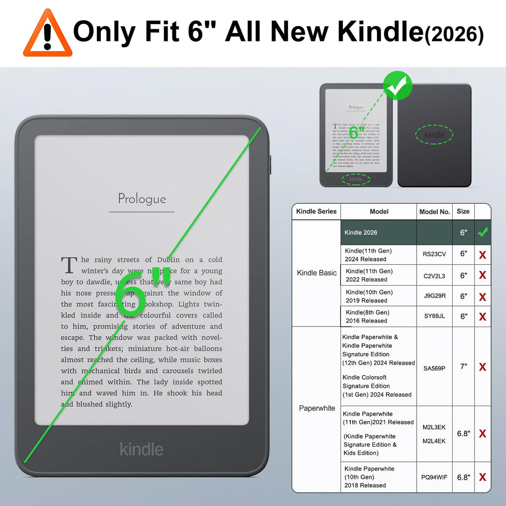 MoKo Case for 6" Amazon Kindle Basic 11th Gen 2024/2022,Blue-green