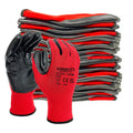 24 Pairs PREMIUM NITRILE COATED Red Nylon Work Gloves Builders Gardening Grip (Large [Size 9])