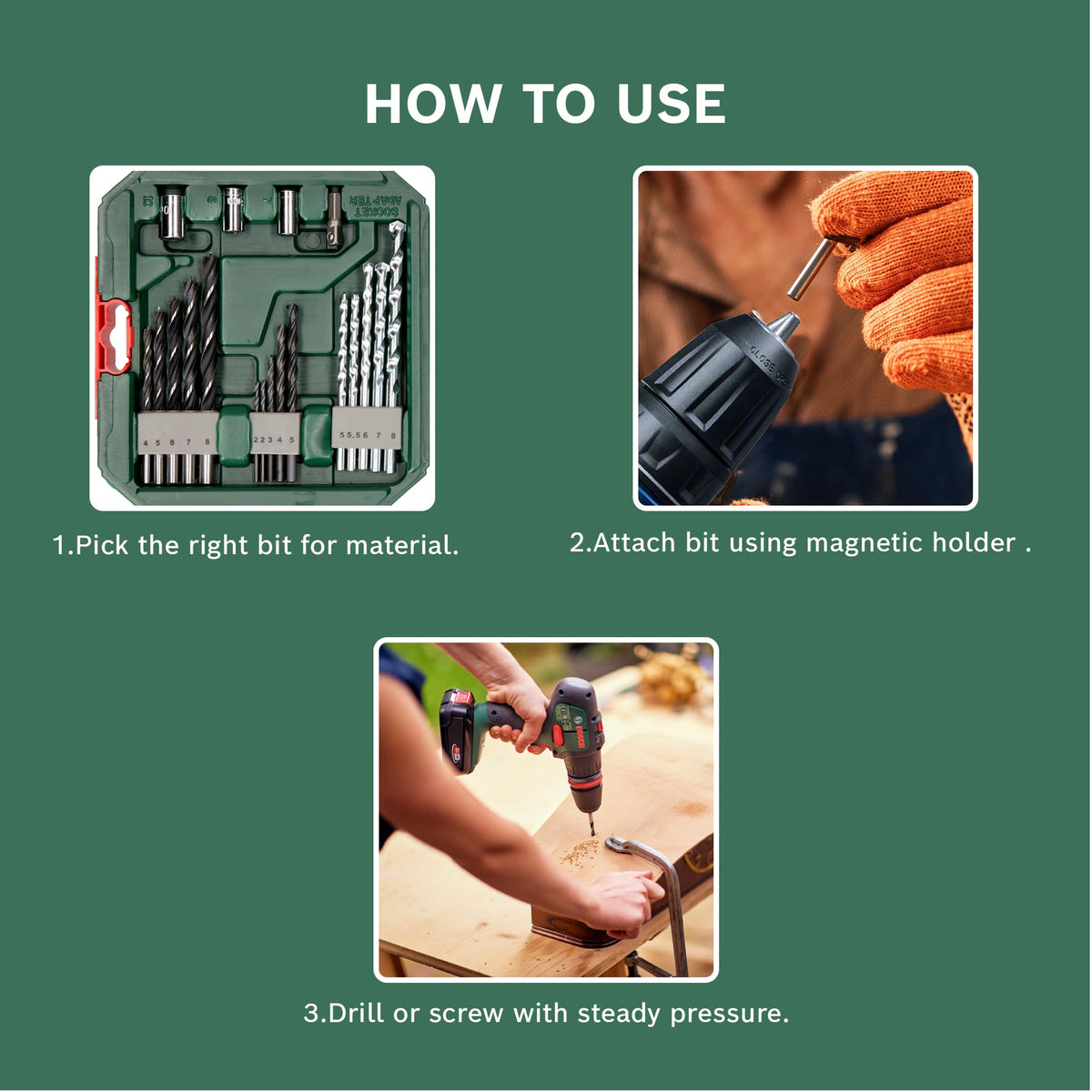 Bosch Accessories 34-piece Screwdriver/Drill bit Set (for Wood, Metal and Stone, Accessories for Drill Drivers)