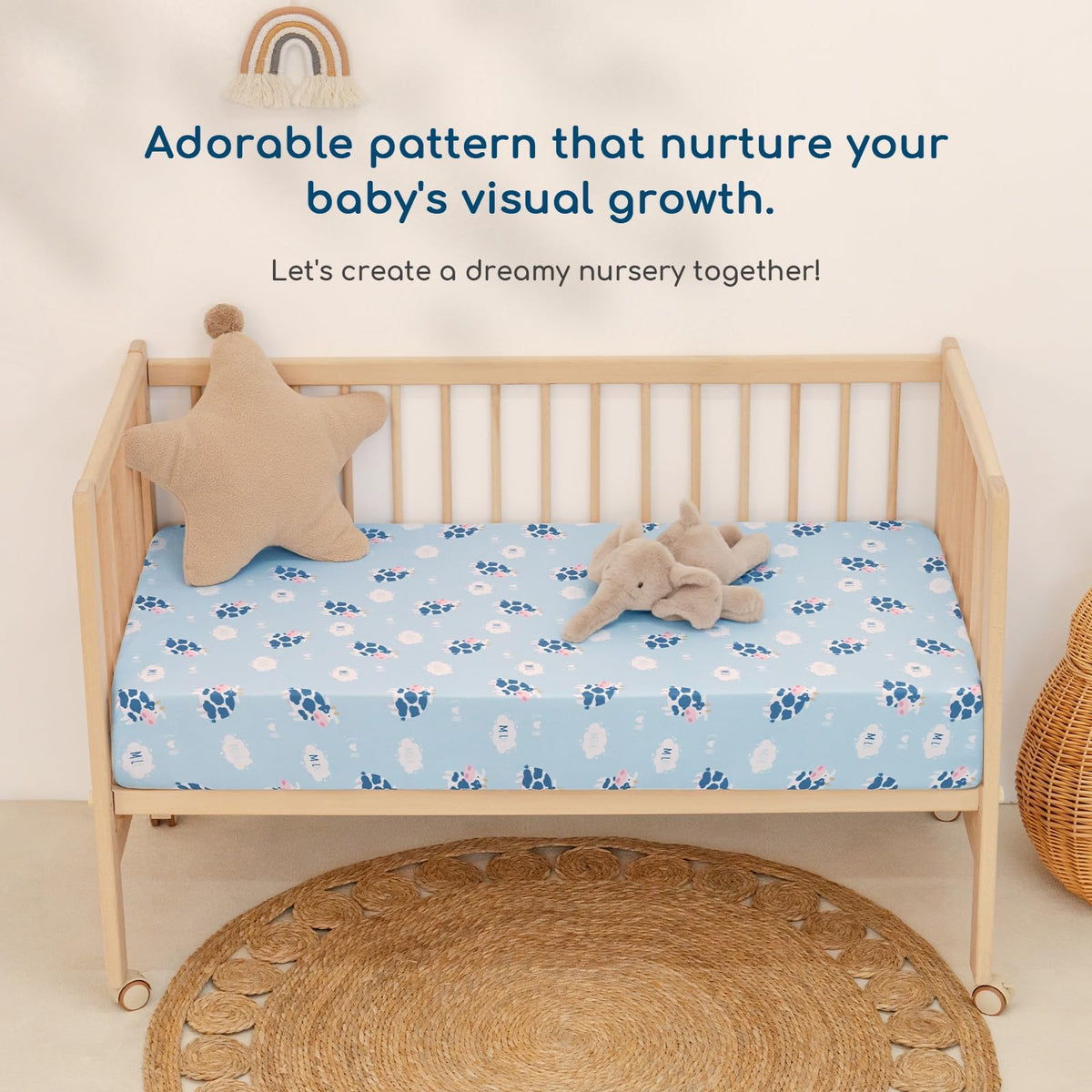 Next to Me Crib Sheets 83x50 cm Fitted 2 Pack Bedside Crib Sheets