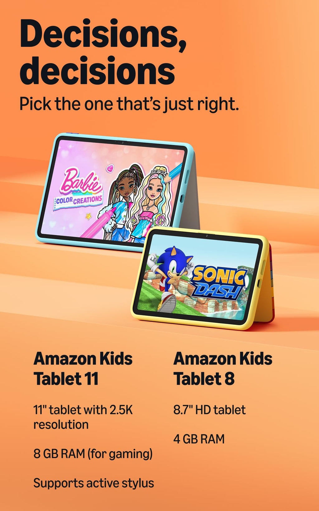 Amazon Kids Tablet 11 (newest gen) ages 6+, 11" 2.5K display, all-day battery, plus 1 year of Kids+ with videos, apps, games and books, slim hard case included (SpongeBob and Patrick)
