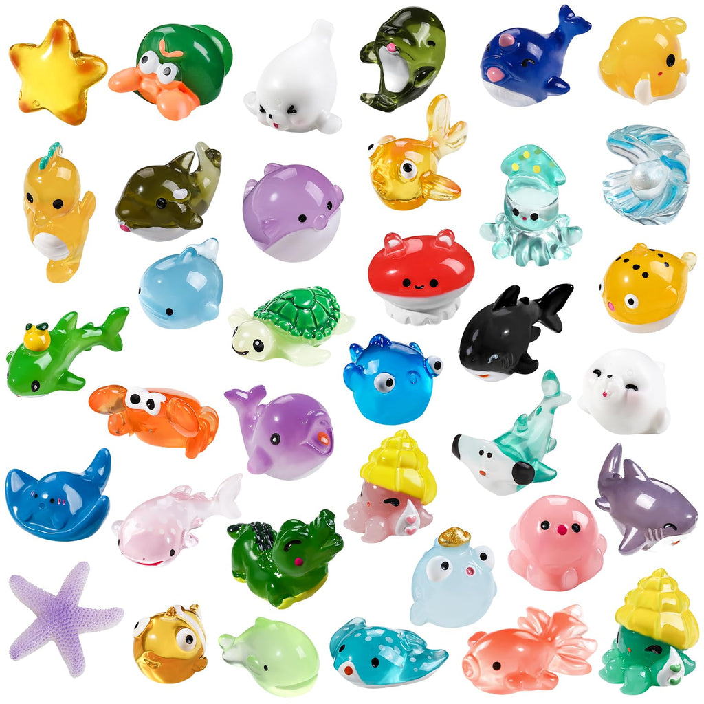 DIYDEC 24pcs Luminous Christmas Mini Resin Tree Figures Toys