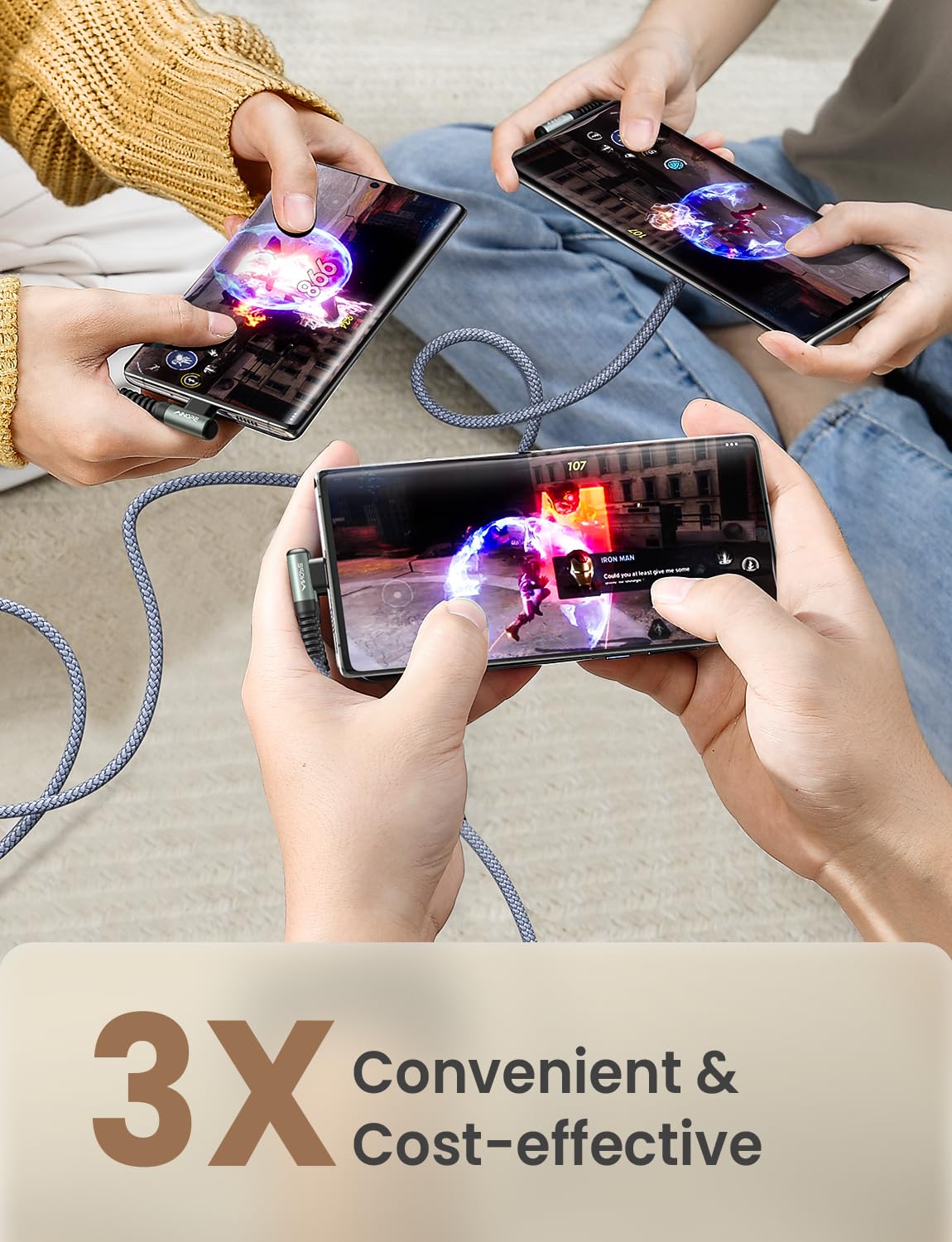 AINOPE 2-Pack 0.5ft USB C Cable, 3.1A Fast Charging, Right Angle, Durable Nylon Braided, Compatible with Galaxy S22 S21 Plus S20, Note 10 9 LG, Type C Charger