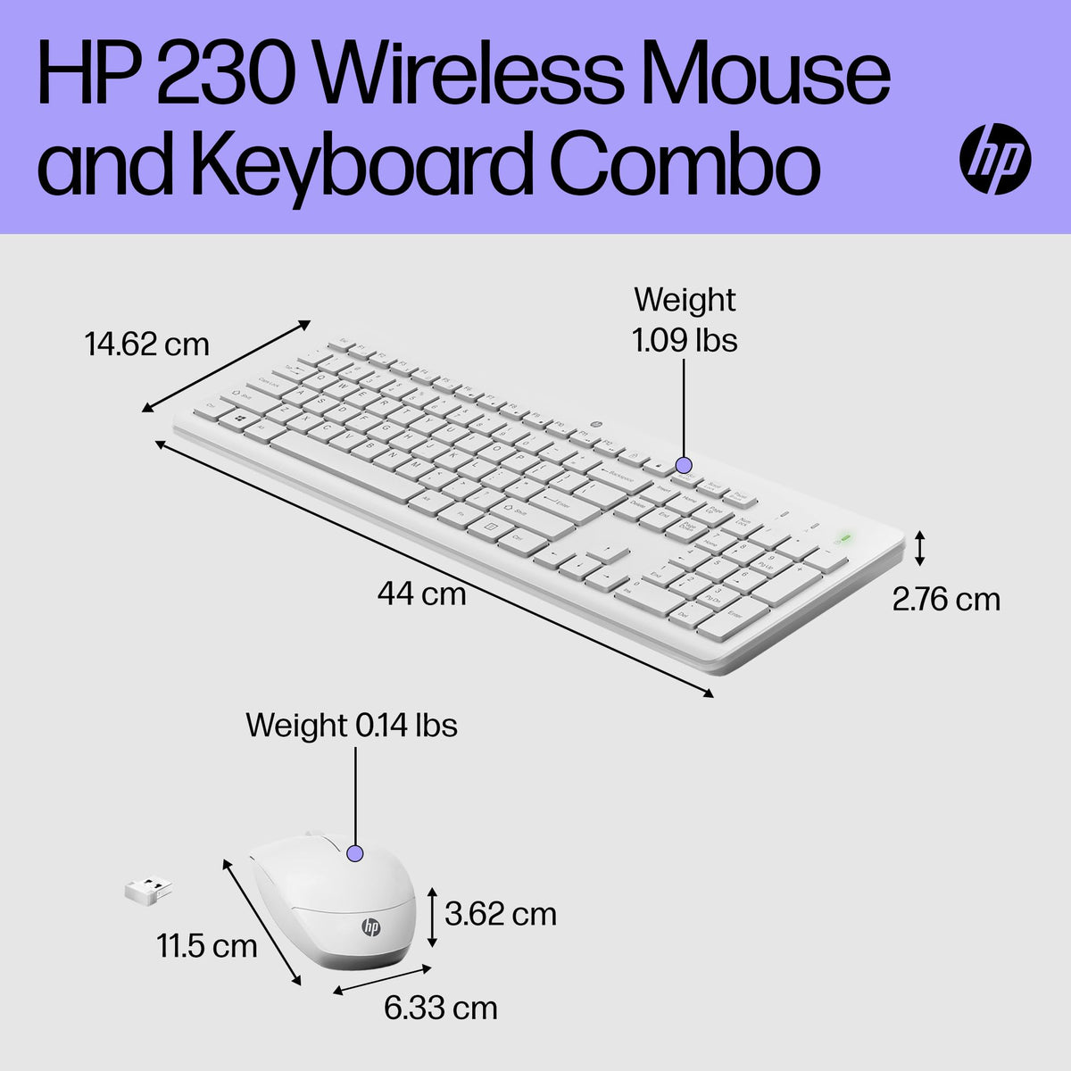 HP 230 Wireless Keyboard and Mouse Combo Set, 2.4 GHz Wireless USB-A Nano Receiver, Up to 1600 dpi, Up to 16 Months Battery Life - Black