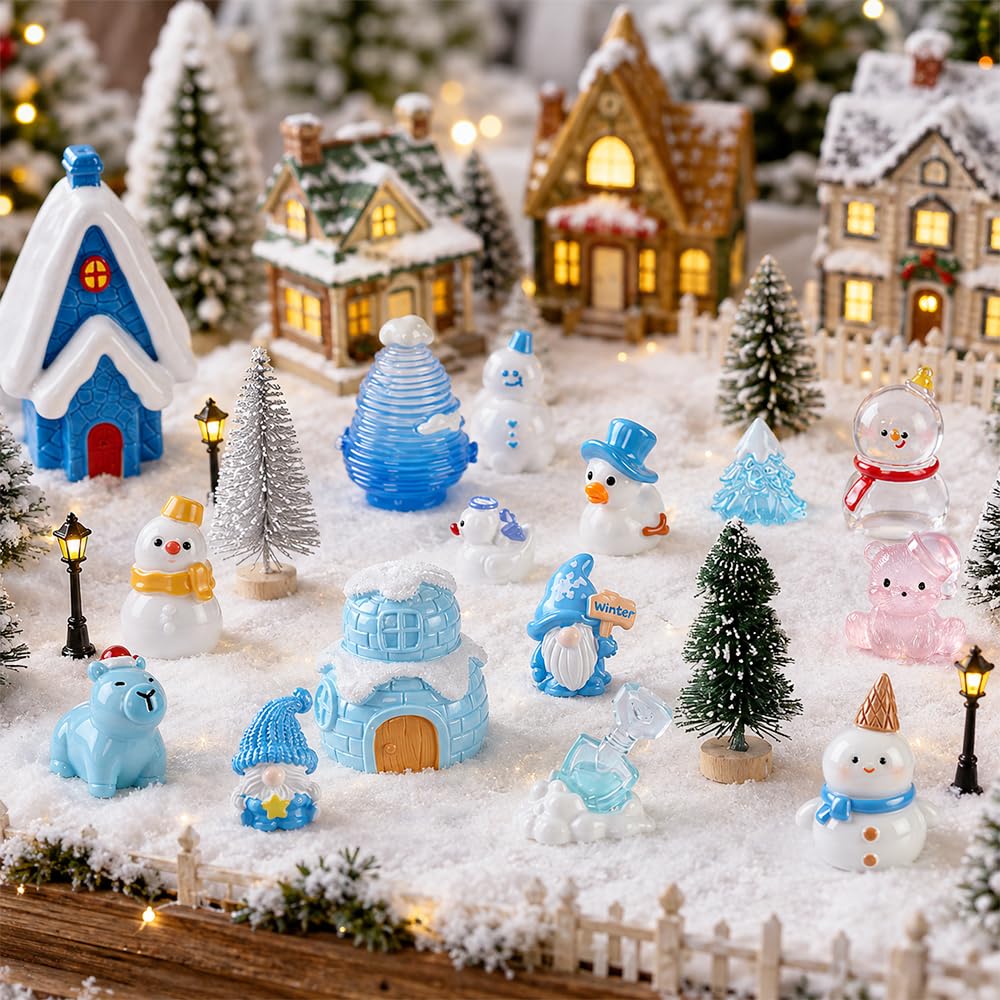 DIYDEC 24pcs Luminous Christmas Mini Resin Tree Figures Toys