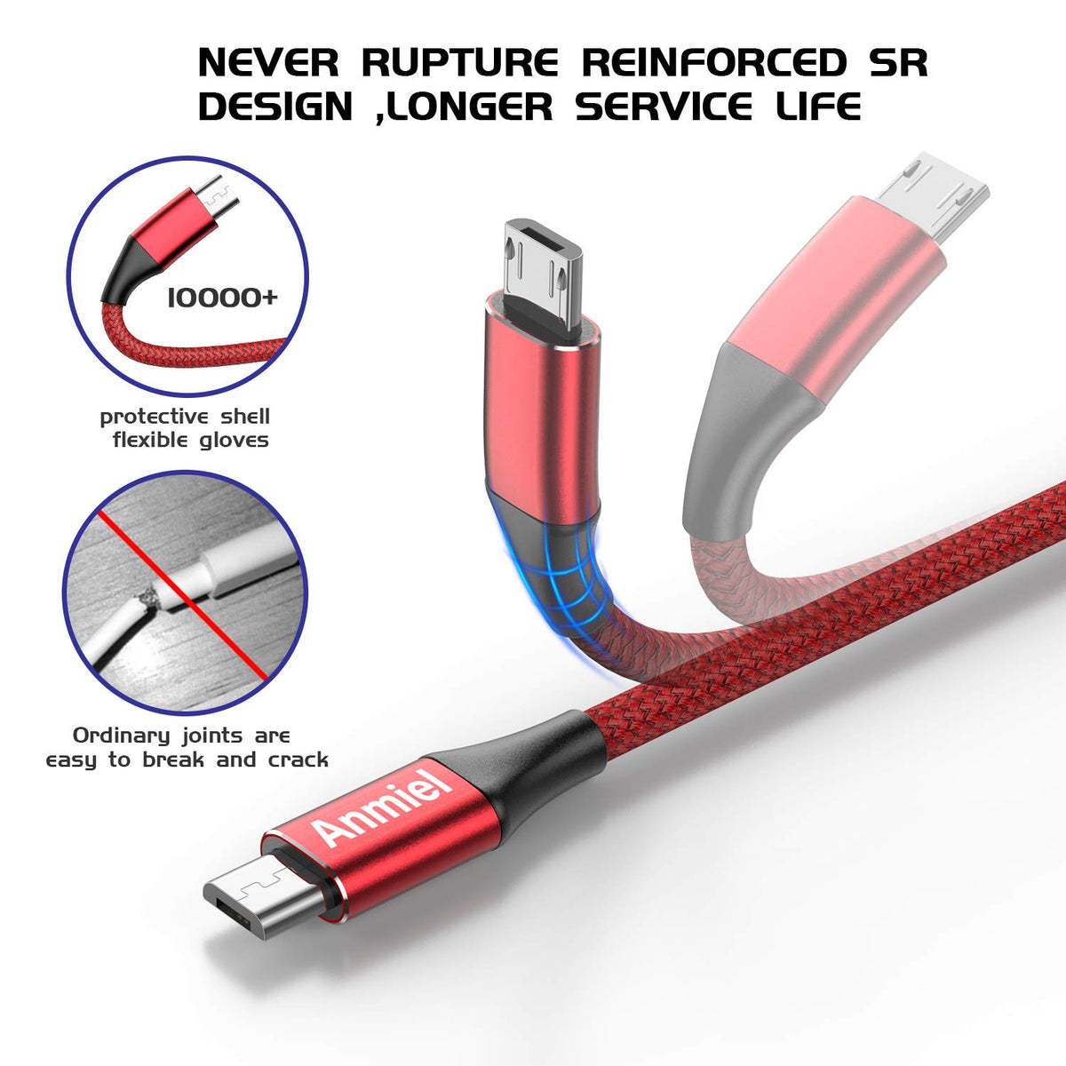 Long Micro USB Cable 10ft Android Charger Cable Durable Fast Phone Charger Cord Android Charging Cable for Samsung Galaxy S7 S6 S7 Edge S5 S2 J7 J7V J5 Note 5 4 LG G4 HTC PS4 Camera MP3(blue)