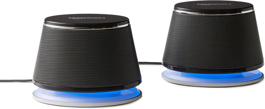 Amazon Basics PC Speakers Stereo 2.0 for Desktop, 3.5mm Input, USB-Powered, Black