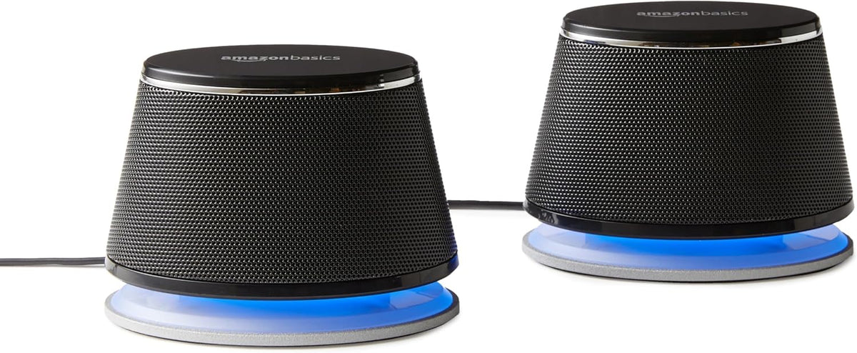Amazon Basics PC Speakers Stereo 2.0 for Desktop, 3.5mm Input, USB-Powered, Black