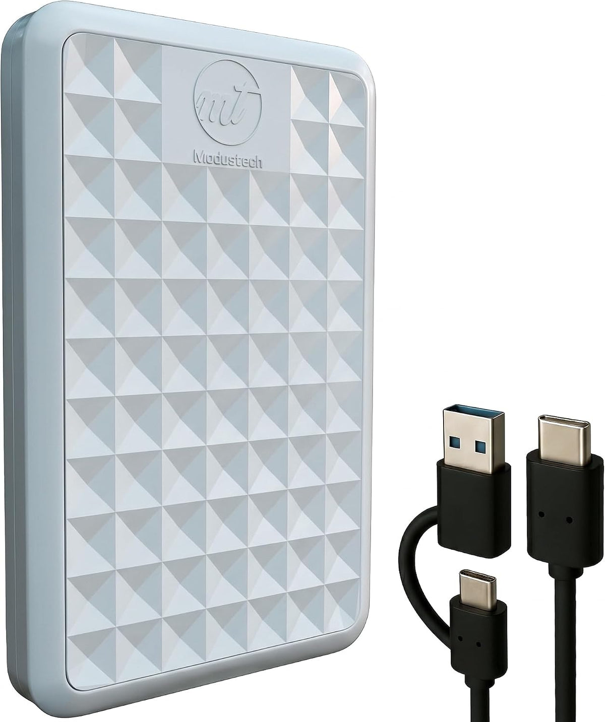 ModusTech Facet 320GB External Hard Drive Portable USB-C/USB 3.1 Plug & Play Ultra- Slim HDD Hard drive for Backup, Gaming, PC, Mac, Laptop, PS4, Xbox, Smart TV (WHITE)